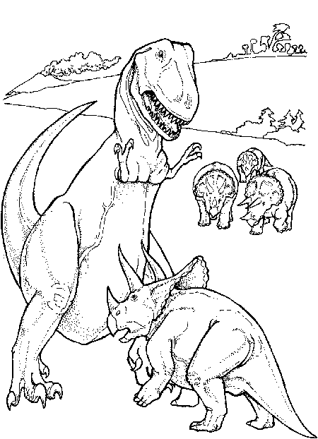 t rex coloring pages vs triceratops Coloring4free