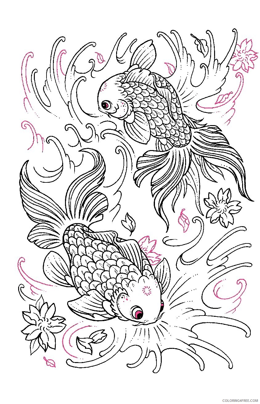 tattoo coloring pages goldfish Coloring4free