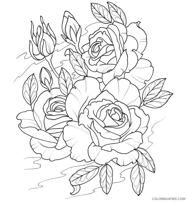 tattoo coloring pages roses Coloring4free