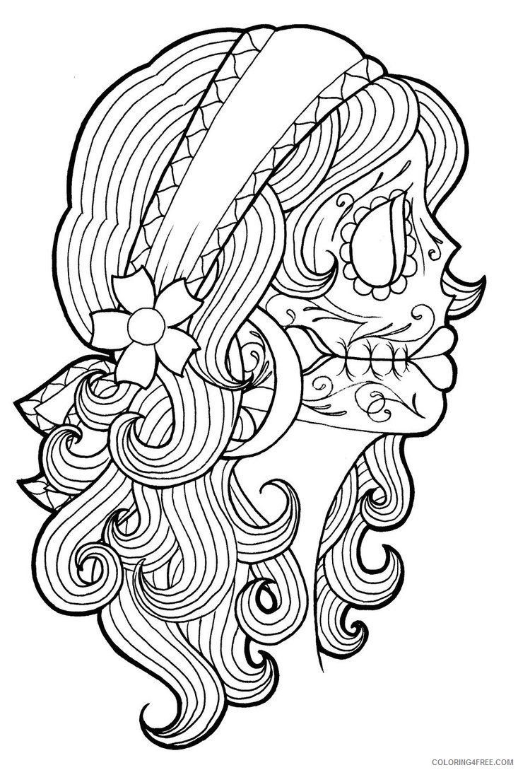 tattoo coloring pages sugar skull girl Coloring4free