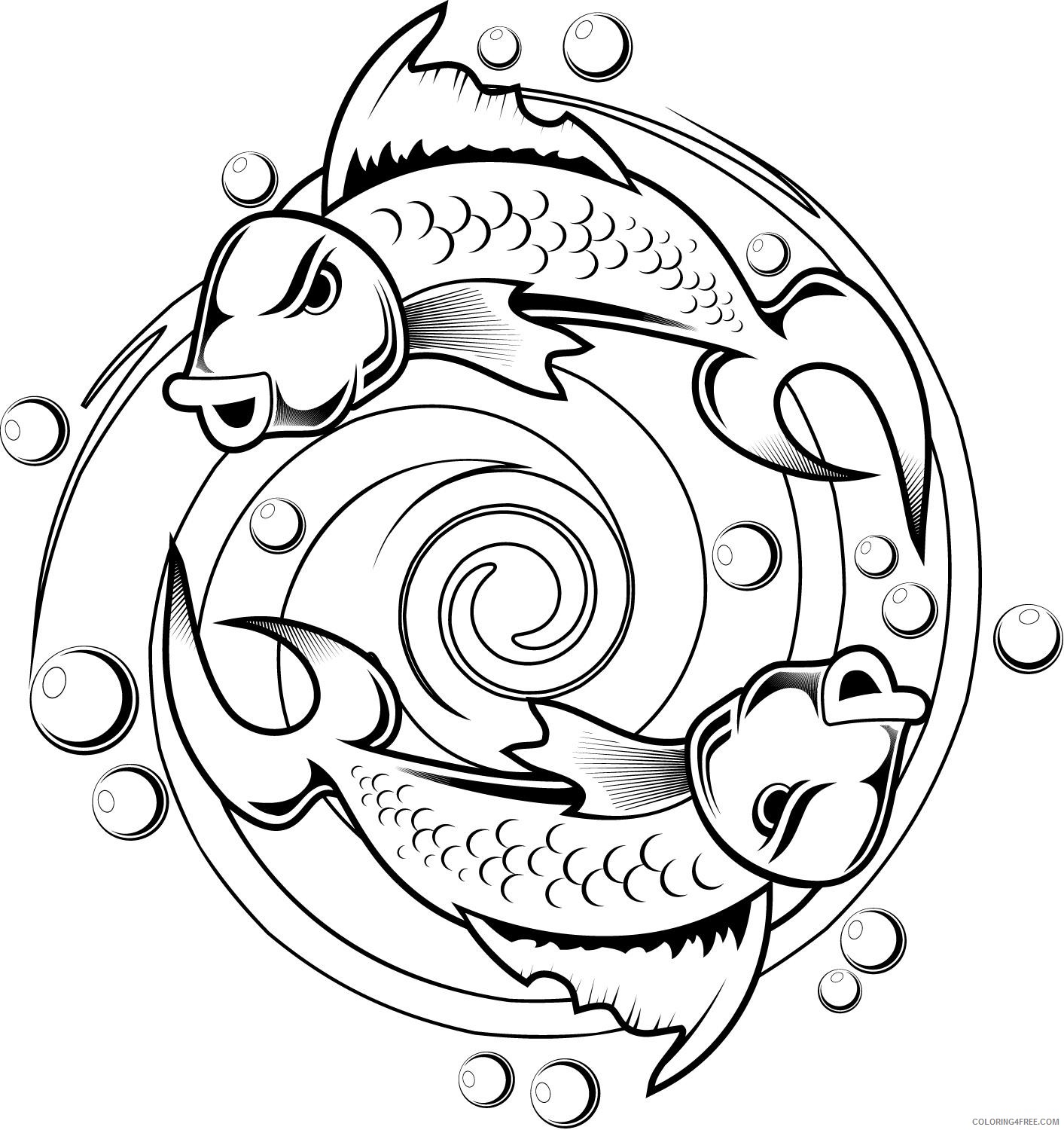 tattoo coloring pages two fishes Coloring4free