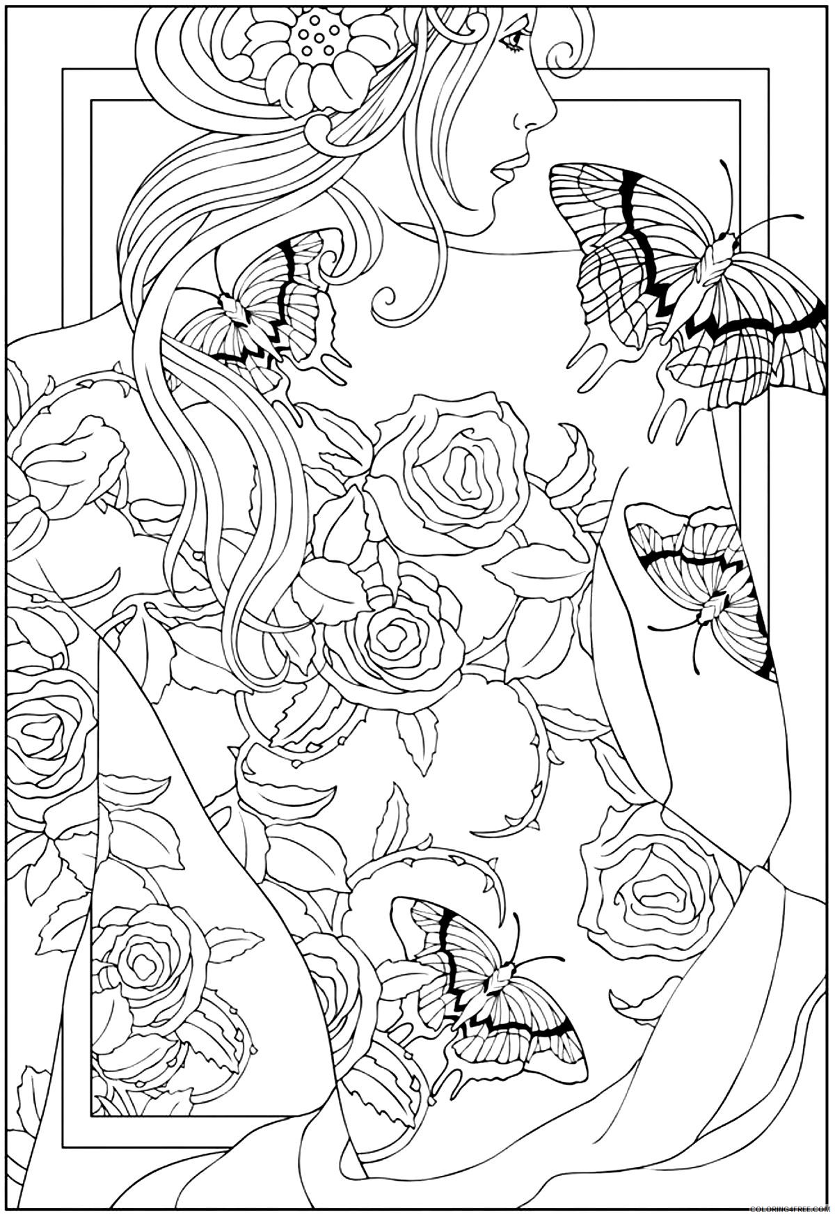 tattoo coloring pages women with tattoo Coloring4free