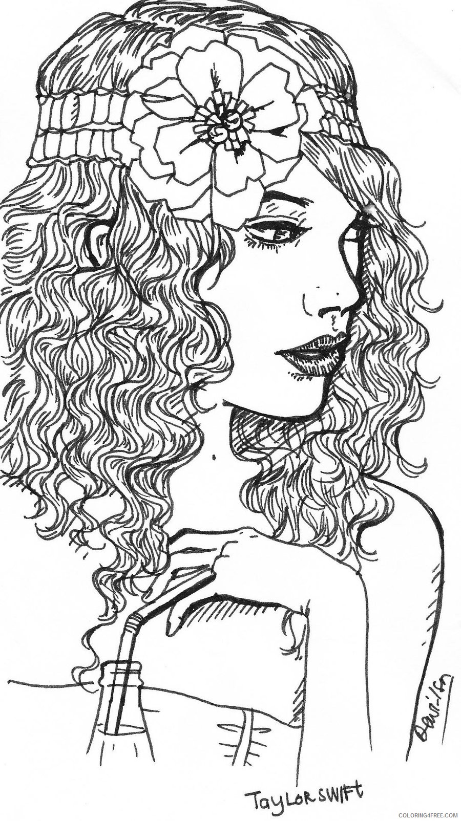 taylor swift coloring pages with curly hair Coloring4free