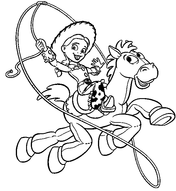 toy story coloring pages jessie and bullseye Coloring4free