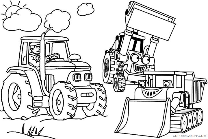 tractor coloring pages three tractors Coloring4free