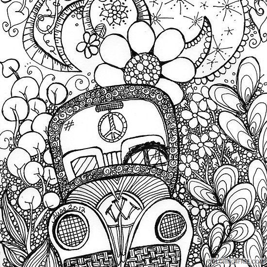 trippy coloring pages flower car Coloring4free
