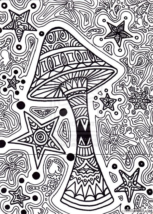 trippy coloring pages mushroom stars Coloring4free