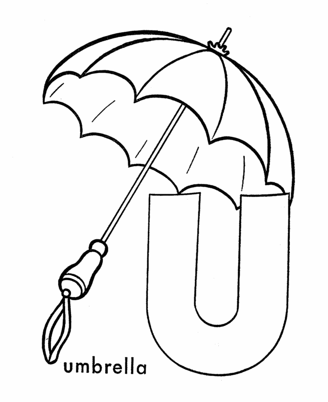 umbrella coloring pages u for umbrella Coloring4free