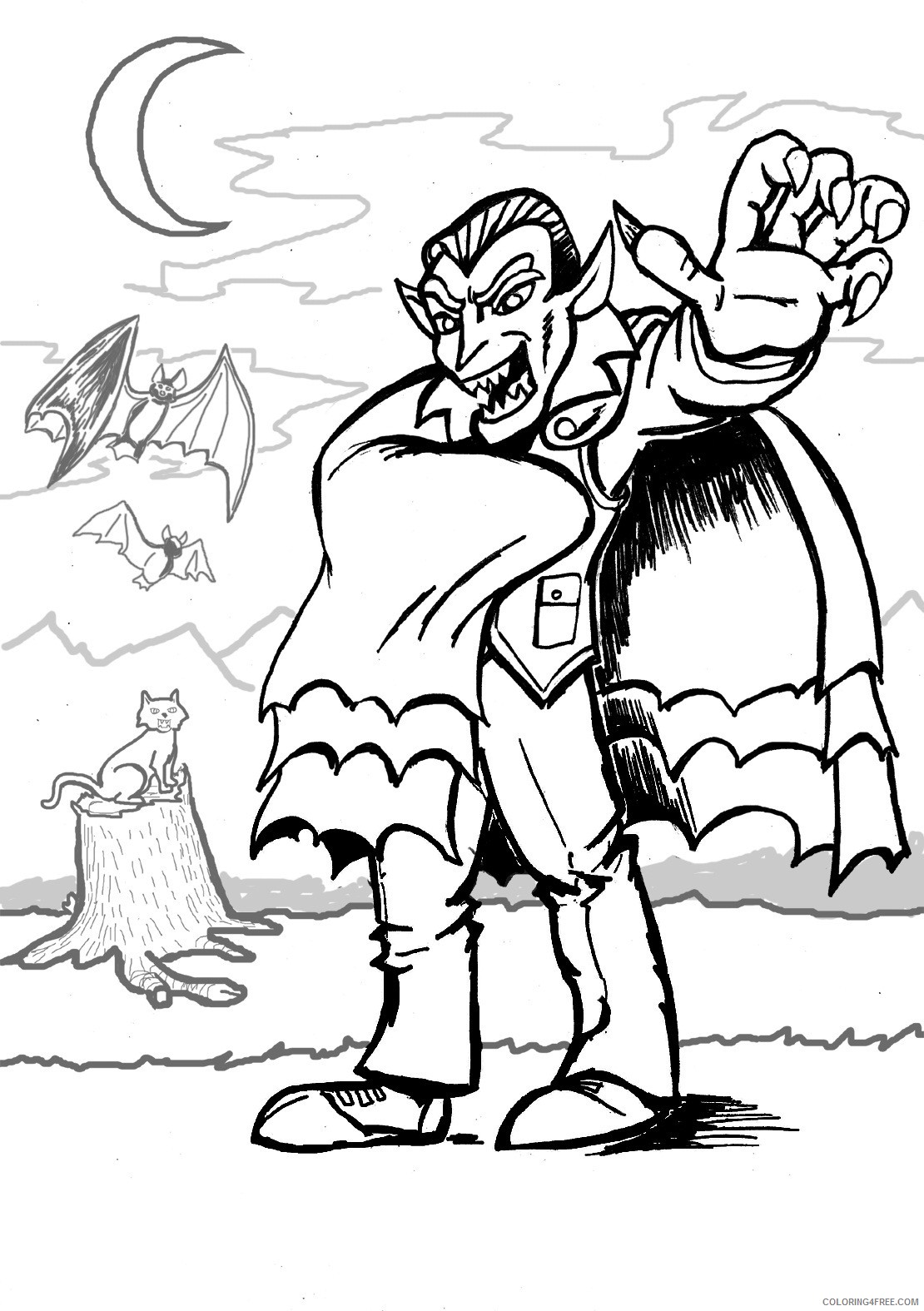 vampire coloring pages at night Coloring4free