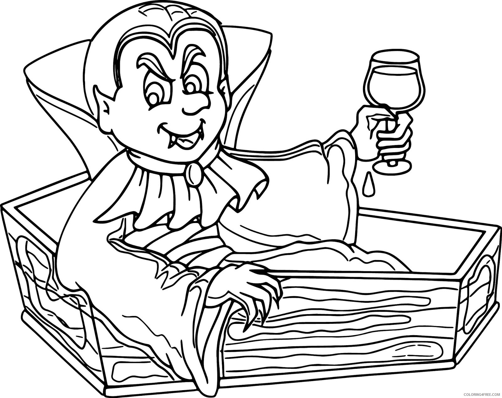 vampire coloring pages in a coffin Coloring4free