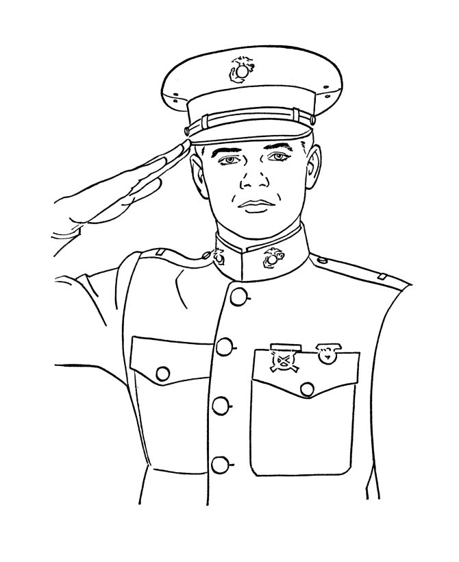 veterans day coloring pages soldier giving salute Coloring4free