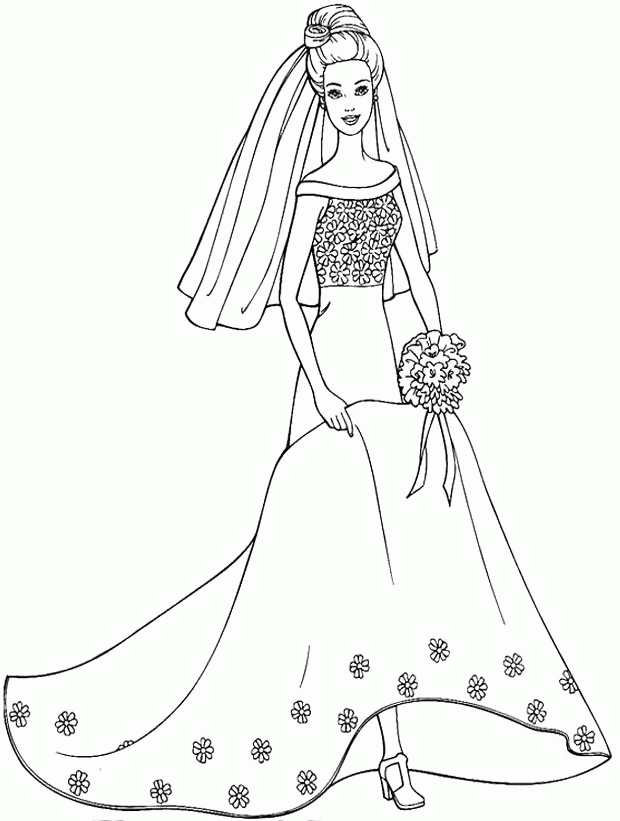 wedding coloring pages beautiful bride Coloring4free