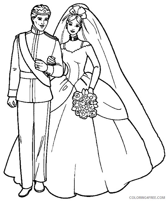wedding coloring pages bride and groom Coloring4free