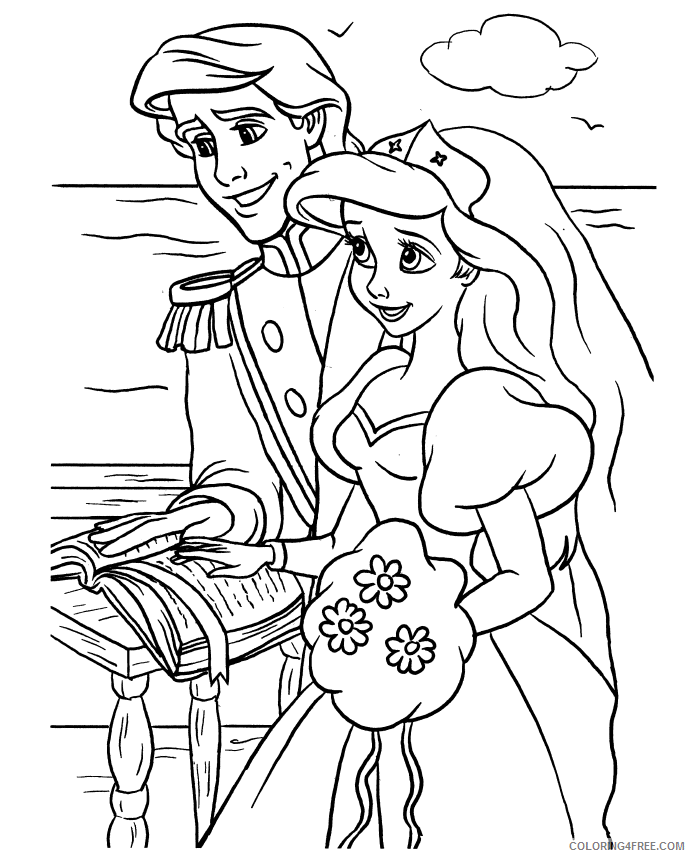 wedding coloring pages disney princess Coloring4free