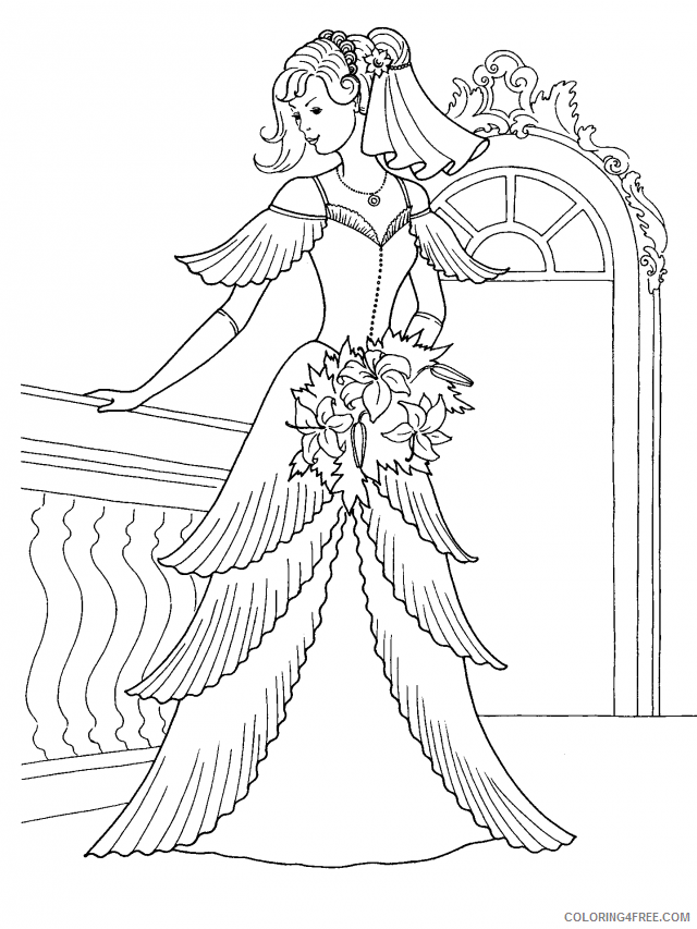 wedding coloring pages for adults printable Coloring4free