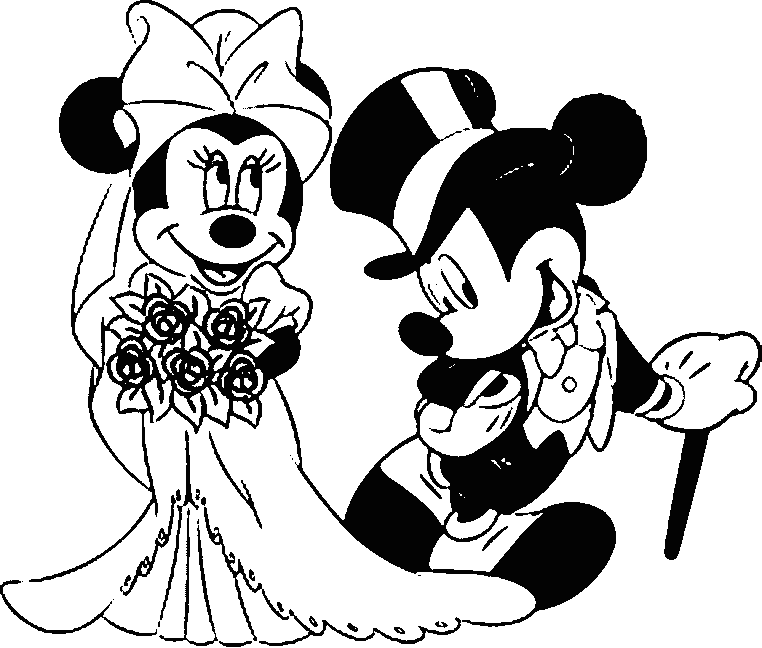 wedding coloring pages mickey and minnie mouse Coloring4free