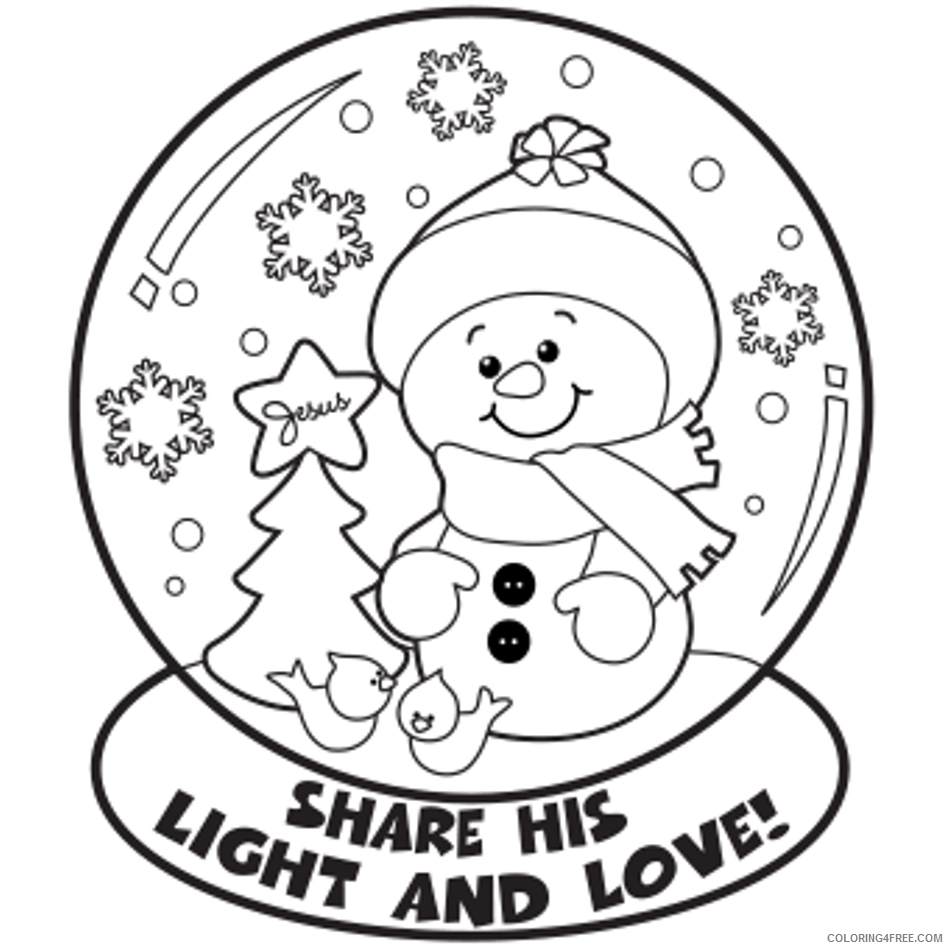 winter coloring pages snowman in snow globe Coloring4free