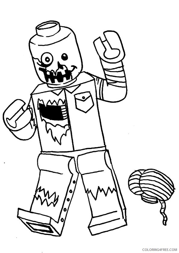 zombie coloring pages lego and brain Coloring4free
