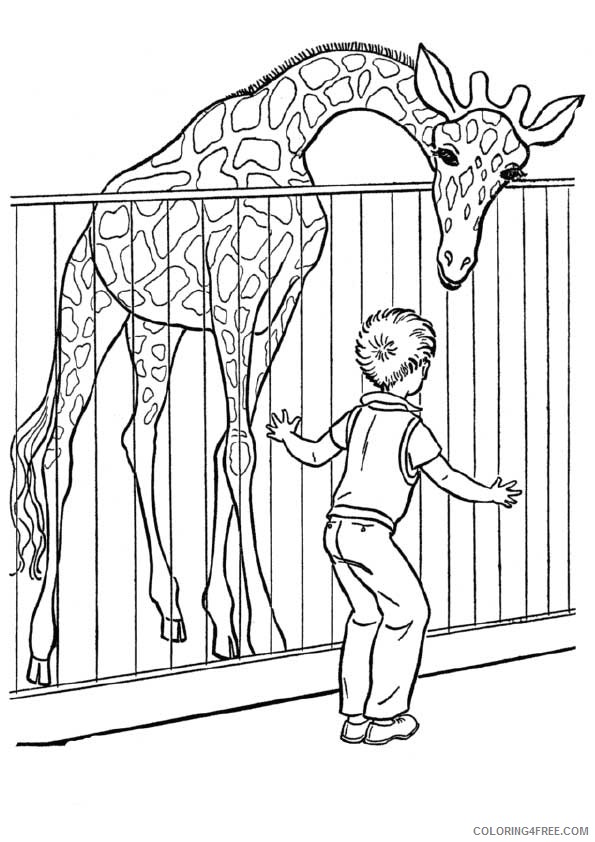 zoo coloring pages giraffe in cage Coloring4free