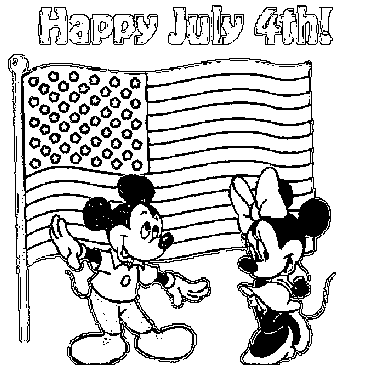 4th of july coloring pages mickey minnie mouse Coloring4free