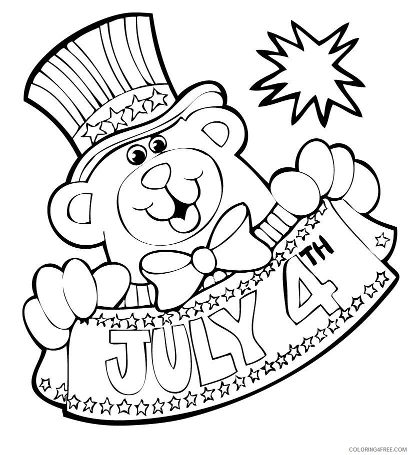 4th of july coloring pages teddy bear Coloring4free