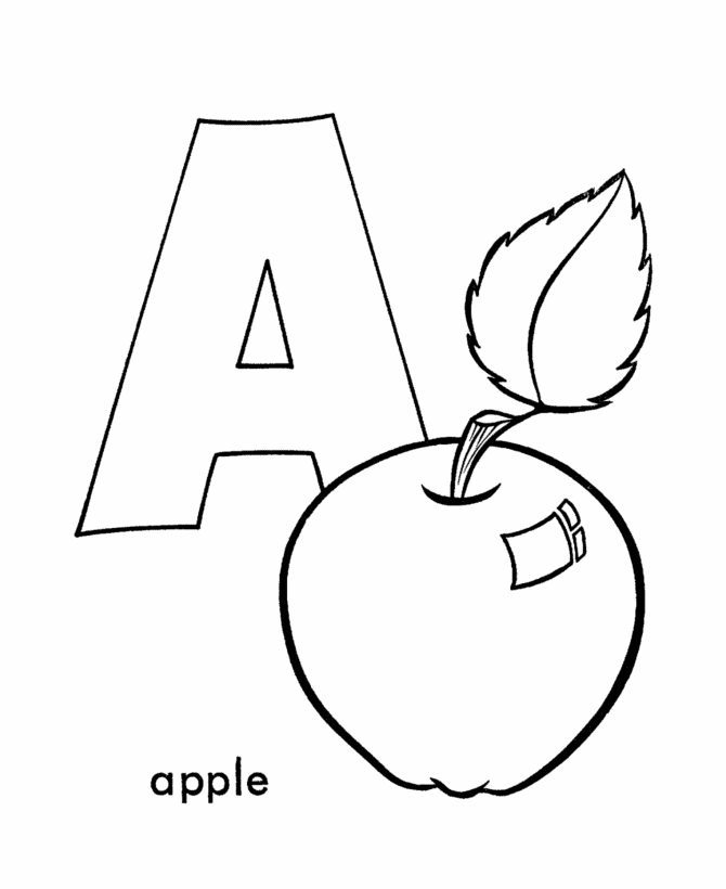 abc coloring pages a for apple Coloring4free