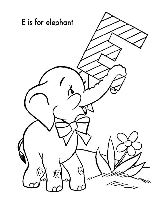 abc coloring pages e is for elephant Coloring4free