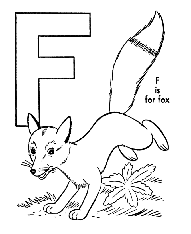 abc coloring pages f for fox Coloring4free