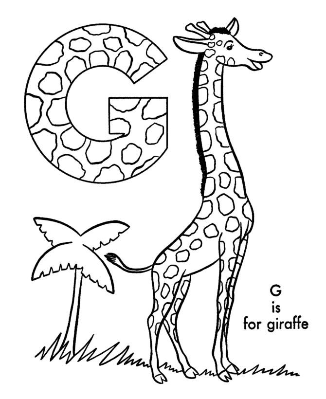 abc coloring pages g for giraffe Coloring4free