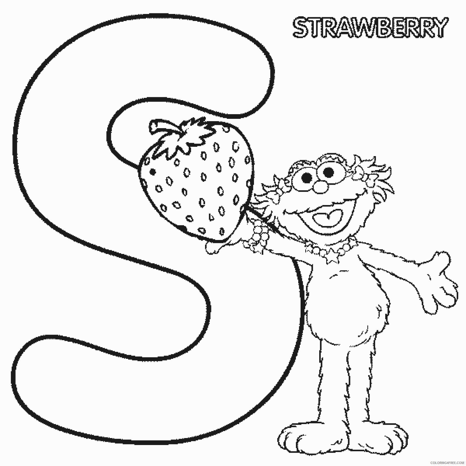 abc coloring pages s for strawberry Coloring4free
