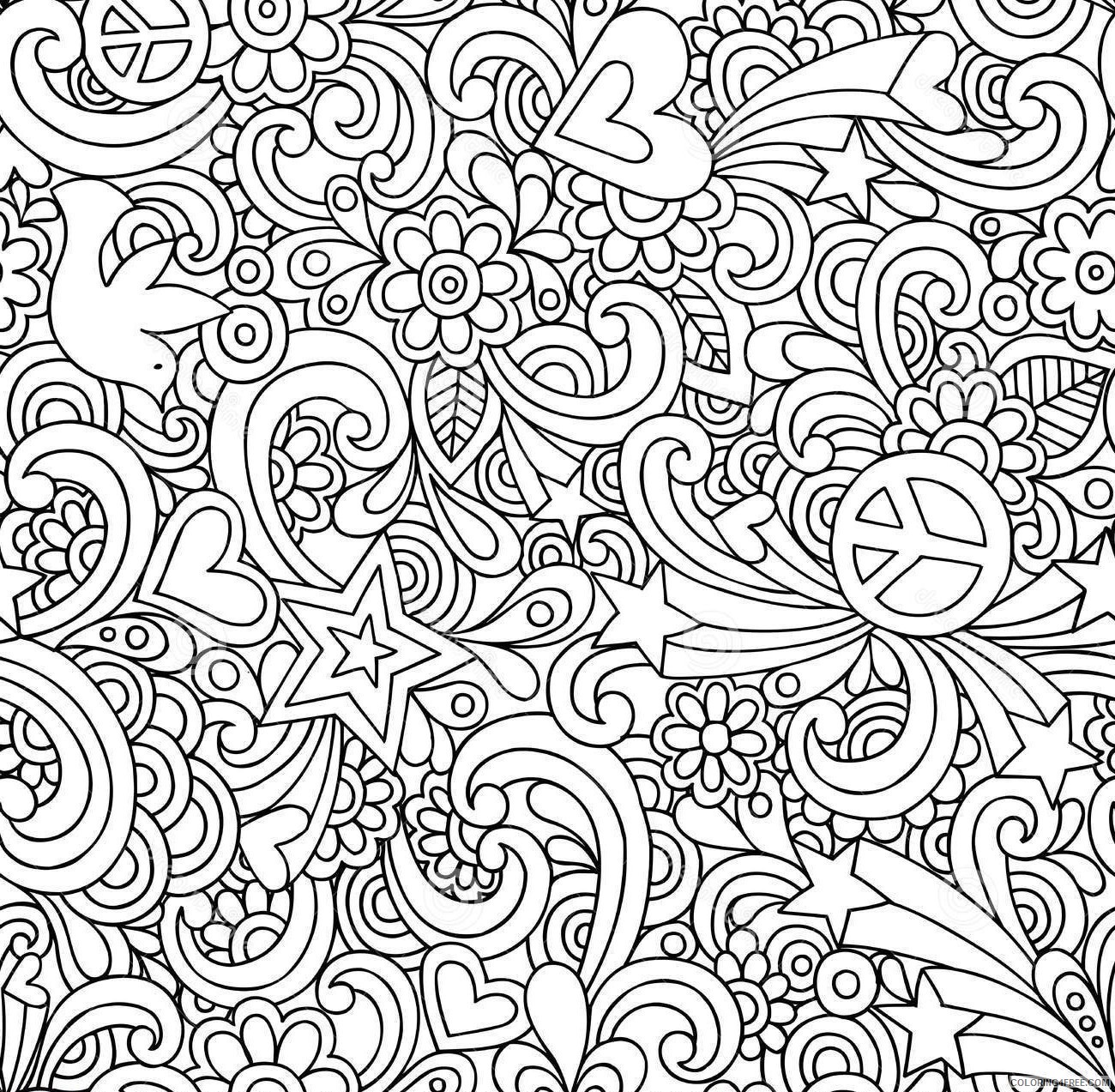 abstract printable coloring pages for teenagers difficult Coloring4free