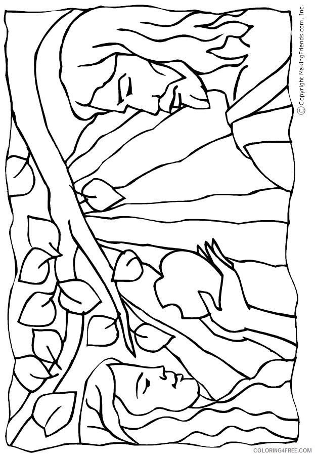 adam and eve coloring pages and the forbidden apple Coloring4free