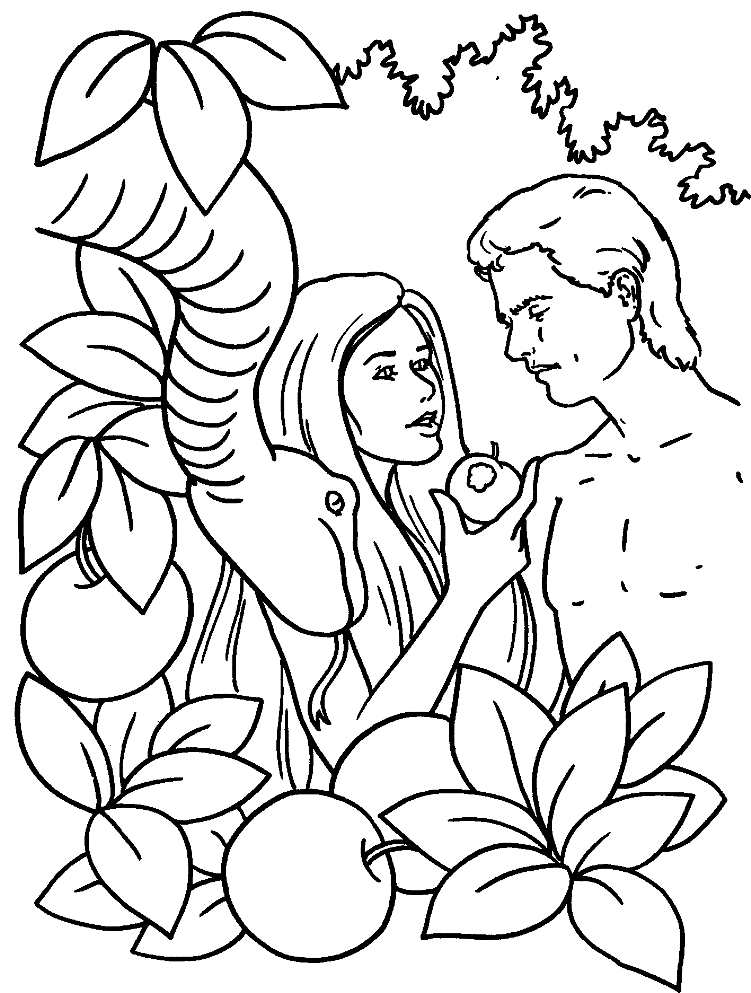 adam and eve coloring pages and the serpent Coloring4free