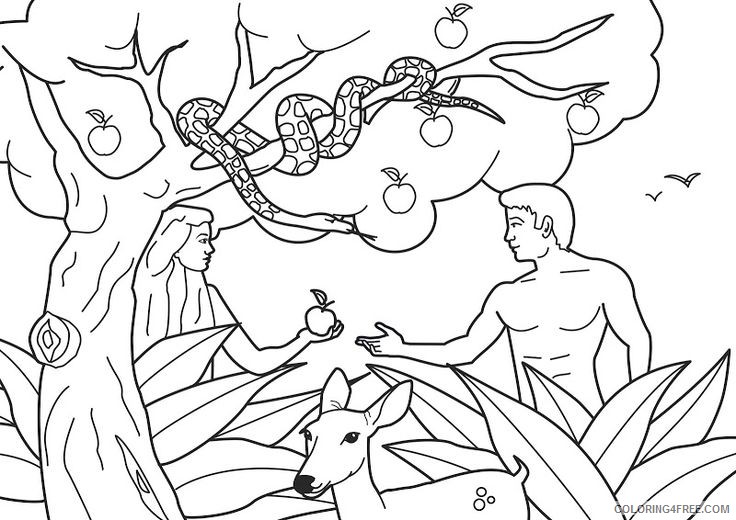 adam and eve coloring pages plucking the apple Coloring4free
