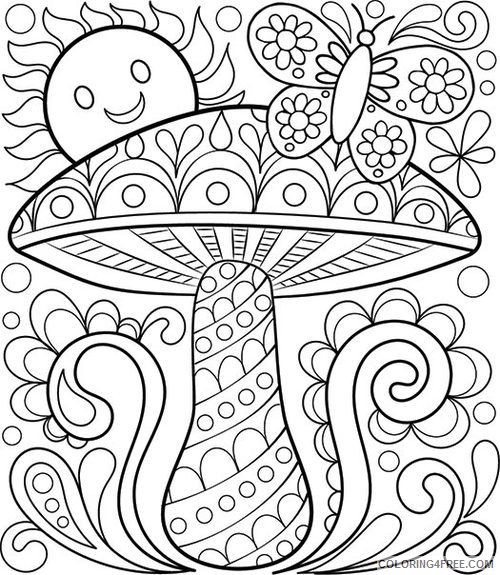 adult coloring pages mushroom sun butterfly Coloring4free