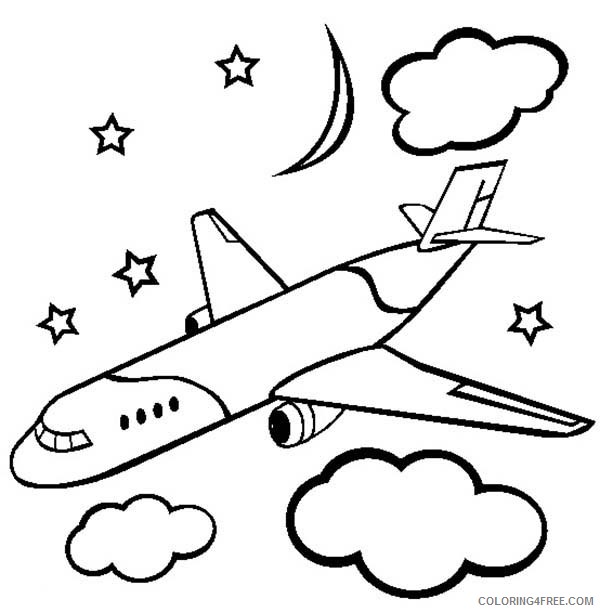 airplane coloring pages flying at night Coloring4free