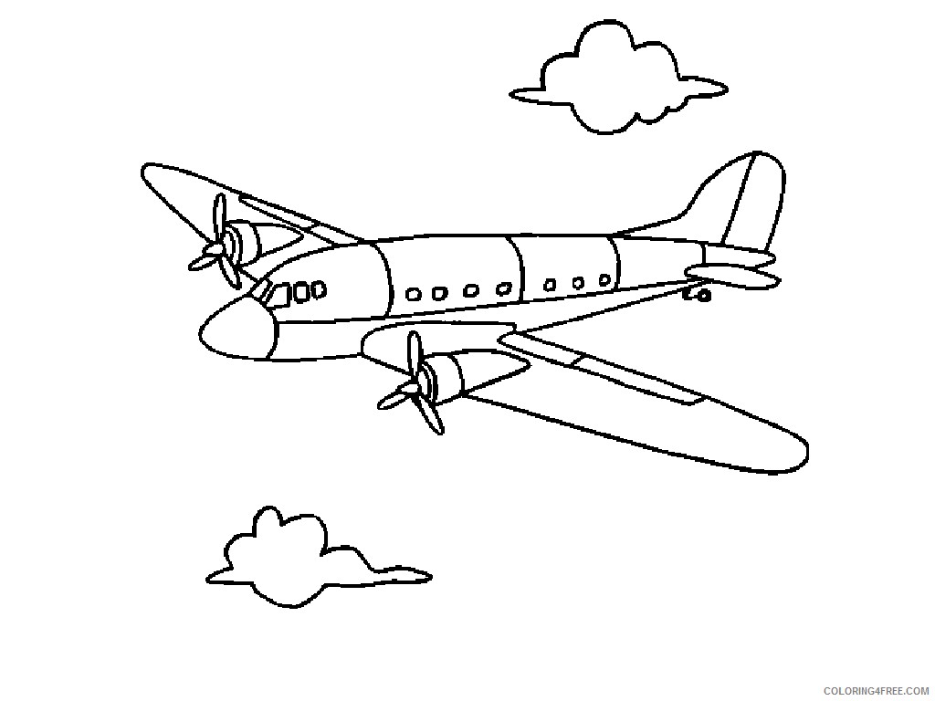 airplane coloring pages flying in the sky Coloring4free