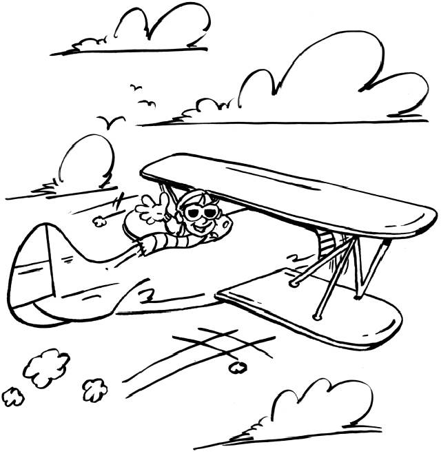 airplane coloring pages flying on clouds Coloring4free