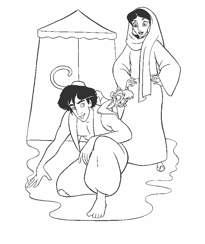 aladdin and jasmine coloring pages 2 Coloring4free