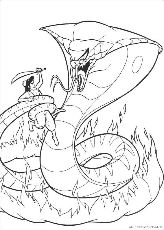 aladdin coloring pages against giant snake Coloring4free