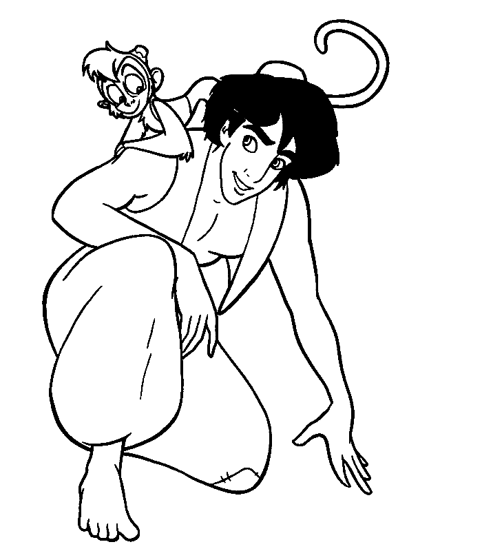 aladdin coloring pages aladdin and abu Coloring4free