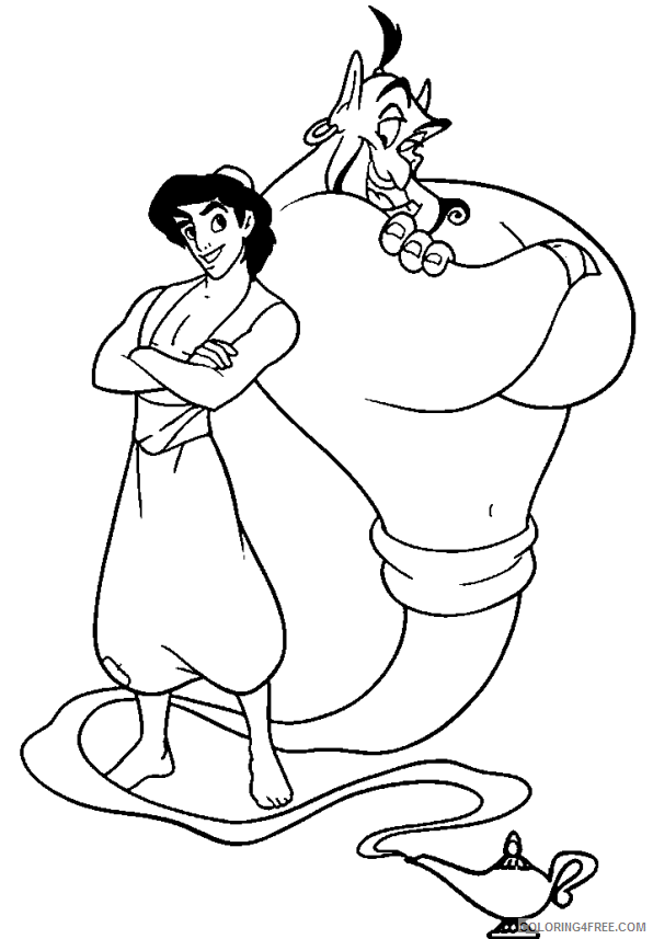 aladdin coloring pages aladdin and genie Coloring4free