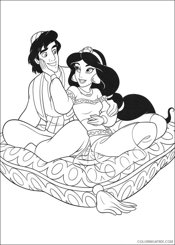 aladdin coloring pages aladdin and jasmine Coloring4free