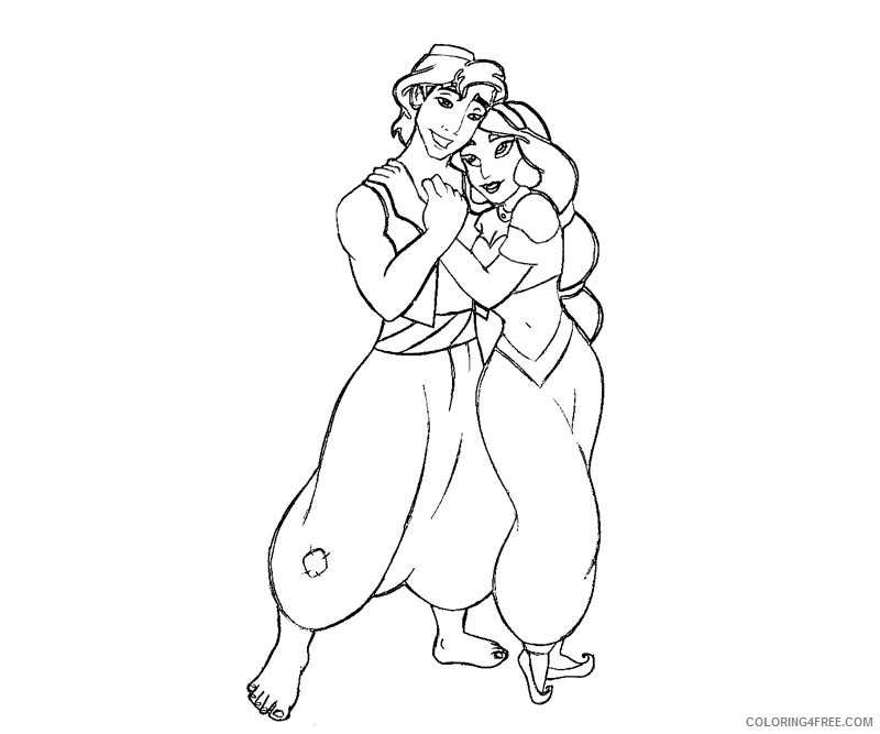 aladdin loves jasmine coloring pages Coloring4free