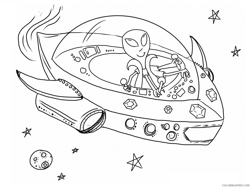alien coloring pages in spaceship Coloring4free