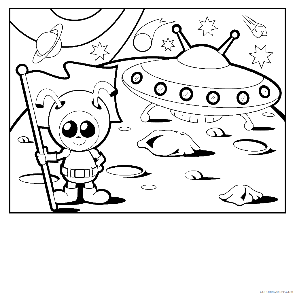 alien coloring pages on the moon Coloring4free