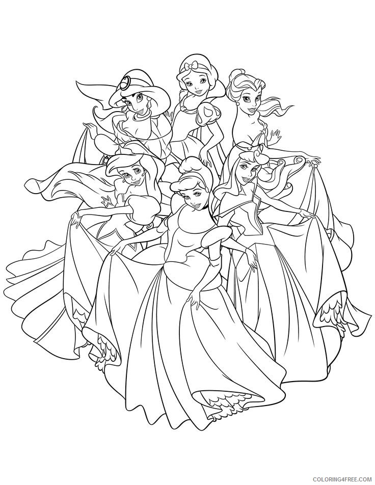 all disney princesses coloring pages Coloring4free