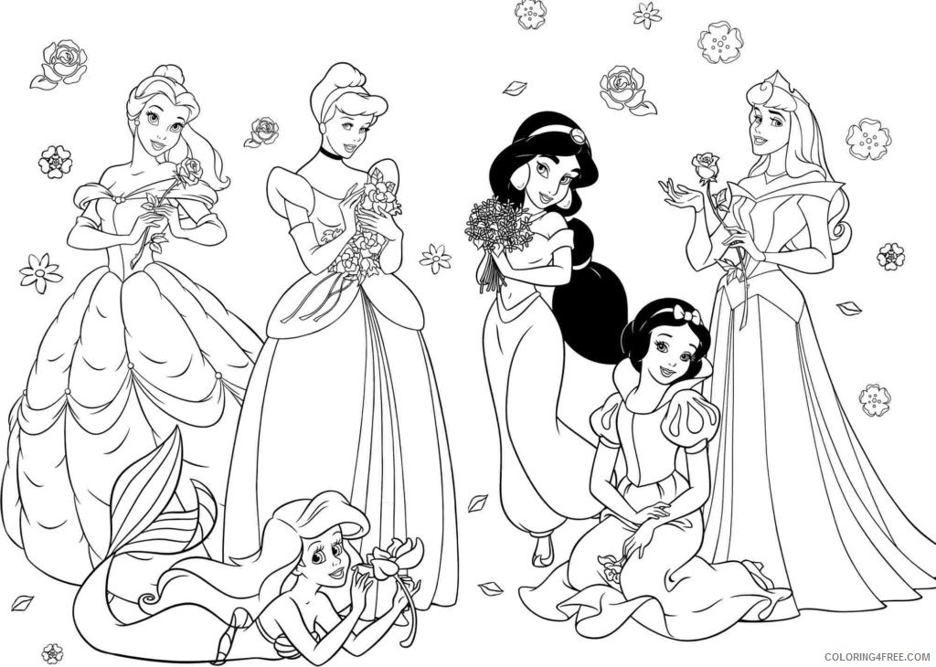 all disney princesses coloring pages printable Coloring4free