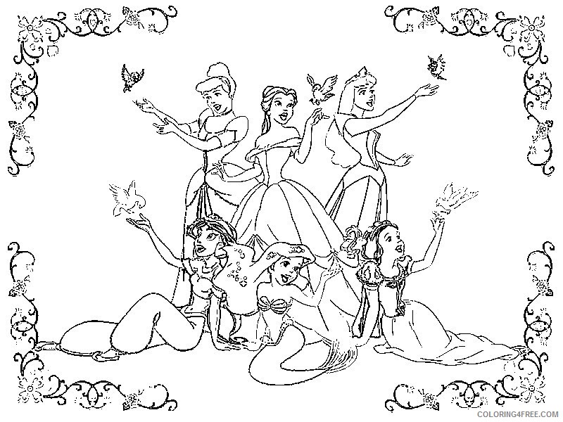 all disney princesses coloring pages to print Coloring4free