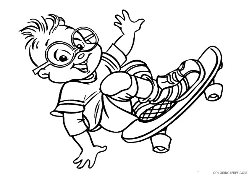 alvin and the chipmunks coloring pages simon skateboarding Coloring4free